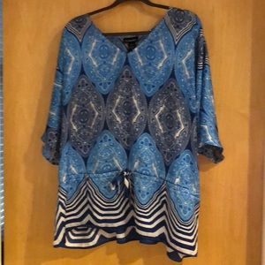 Lane Bryant Blue Shell Pattern Top